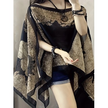 Plus Size Floral Print Blouse, Casual Batwing Sleeve Button Blouse For Spring, Women's Plus Size&nbsp;Clothing