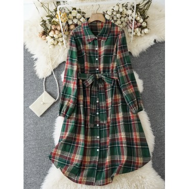 Chic Plaid Shirt Dre...
