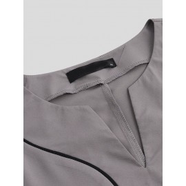 Mens Long Sleeve Ethnic Robe Solid Color Long T shirts