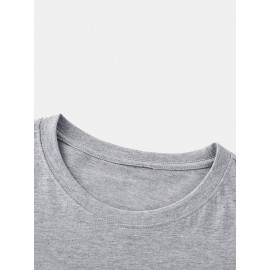 Mens Palm Tree Letter Print Cotton Short Sleeve T-Shirts