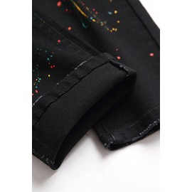 Men's Splash Paint Distressed Slim-fit Jeans