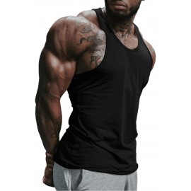 Black Solid Racerback Sleeveless Men's Fitness Vest