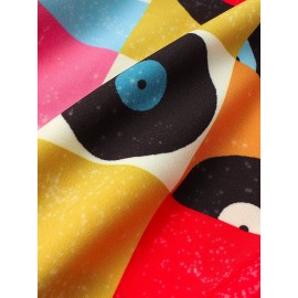 Mens Colorful Grid Geometric Pattern Short Sleeve Shirt With Pocket