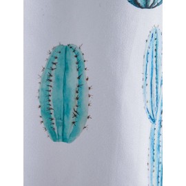 Mens All Over Cactus Pattern Lapel Short Sleeve White Shirt